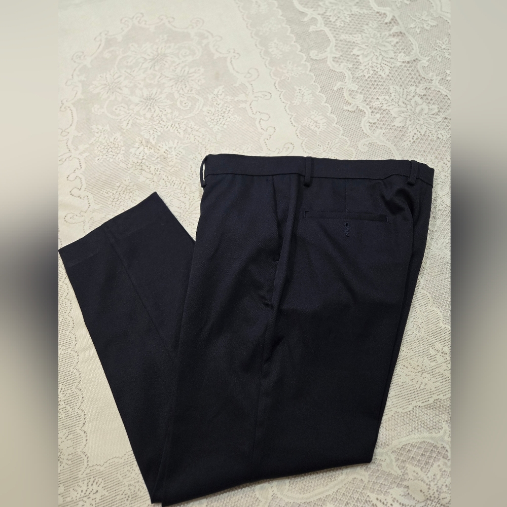 Haggar Mens Dress  Straight Slim Pants 36x30 Blue Business Causal Busines - Picture 6 of 8